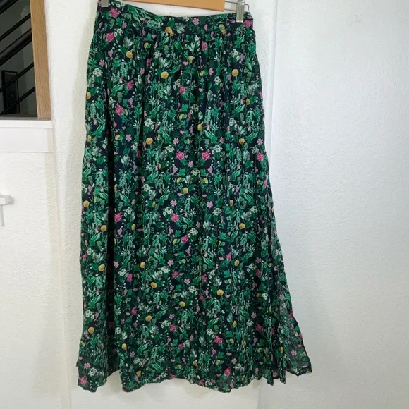 J. Crew Green Pleated Voile Maxi Skirt Resort Wear - Picture 2 of 6